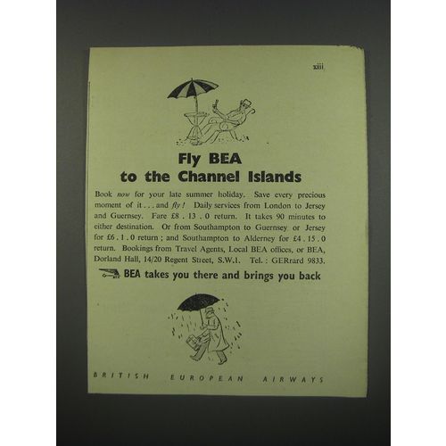 1949 BEA British European Airways Ad - Fly BEA to the Channel Islands