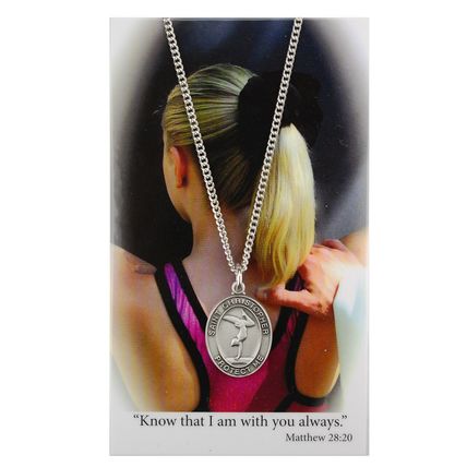 Gymnastics, St. Christopher Medal Necklace, plus a Laminated Prayer Card