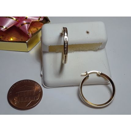Channel .30cttw Round CZ 360 degrees 18Kt Yellow Gold 3/4" Hoop Earrings #14733