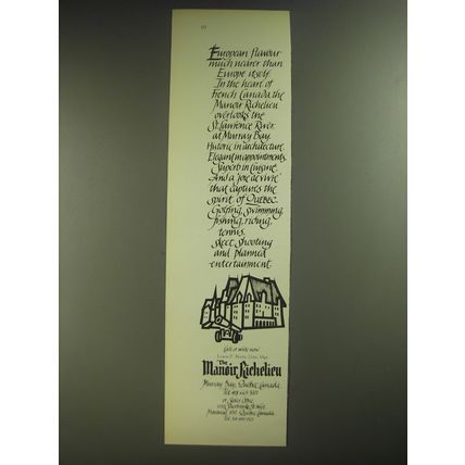 1974 The Manoir Richelieu Advertisement - European flavour much nearer