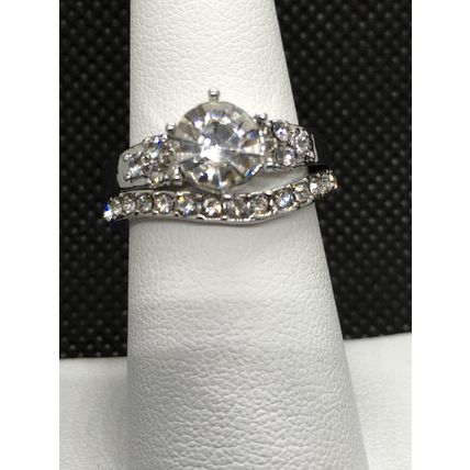Ring Set Wedding Engagement Solitaire Band Rhinestone #194 #175 USA Seller