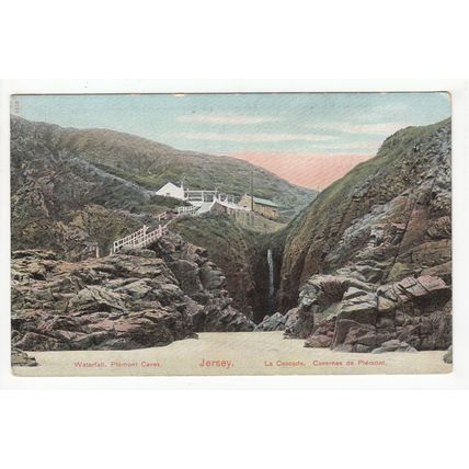 Waterfall Plemont Caves Jersey Postcard Channel Islands Peacock Brand Series