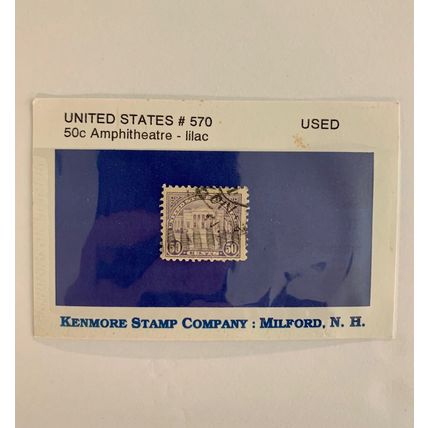 US #570 50c Arlington Amphitheater Lilac Used Canceled Stamp 1922 Antique Cents