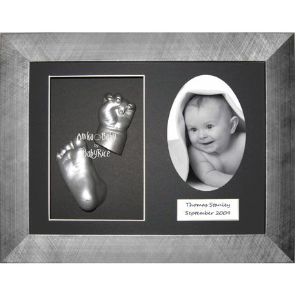 New Christening Gift Set 3D Baby Casting Kit hand foot Silver cast Pewter Frame