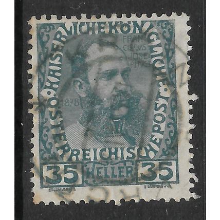 AUSTRIA 1908 35H GREY FRANCIS JOSEPH I SG 199 FINE USED#1