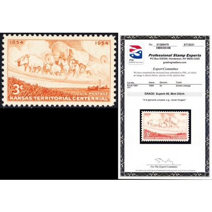 1061, Mint NH Superb 3¢ With Graded 98 PSE Certificate* Stuart Katz