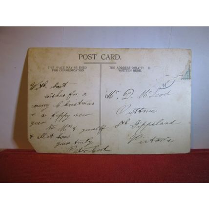 CHRISTMAS CARD, HIGHLAND OFFICER in TOWN used antique postcard c.1904 #