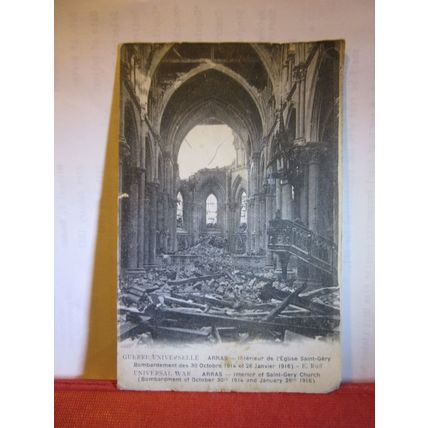 WW1, 1914/16, SAINT-GERY CHURCH, ARRAS, FRANCE unused antique postcard #