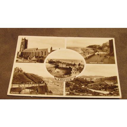 1930s real photographic postcard - Cromer scenes , Norfolk