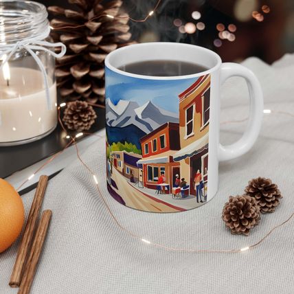 At the Cafe Rocky Mountains Colorado #36 Mug Ceramic Coffee Mug 11oz