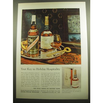 1958 Old Fitzgerald Bourbon Ad - Your key to Holiday hospitality