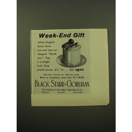 1959 Black Starr & Gorham Jam Pot Advertisement - Week-End Gift