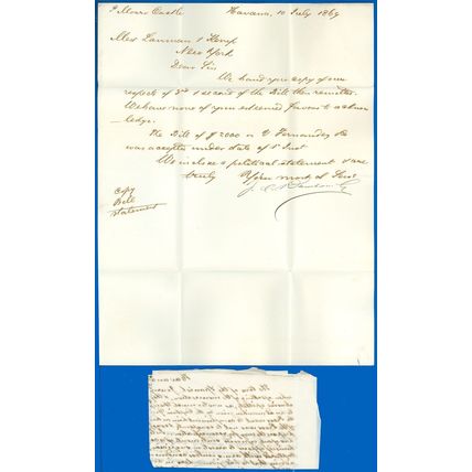 July 10 1869 Datelined FLS, Habana to NY, 24mm NY STEAMSHIP 10 Cds, Commercial!