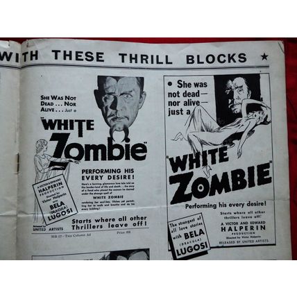 WHITE ZOMBIE (1932) vintage UK Pressbook ***Bela Lugosi, Madge Bellamy***