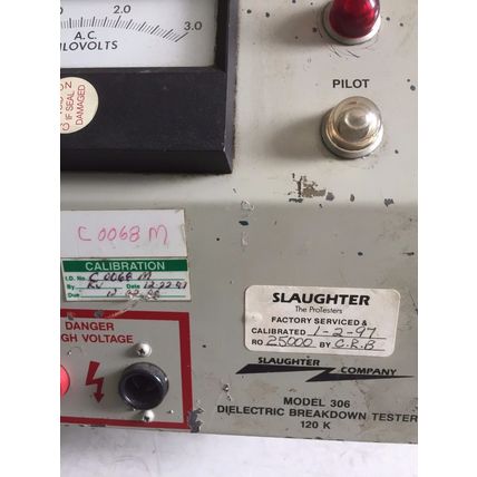 SLAUGHTER 306,SLAUGHTER 306-3.0 DIELECTRIC BREAKDOWN TESTER 120K,BL