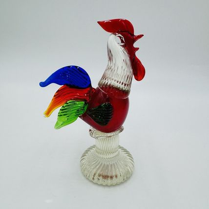 Hand Blown Art Glass Multicolor Rooster Figurine Hand Crafted Chicken Bird 7"