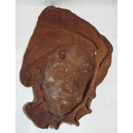 Haitian Brown Leather Woman Lady Head Face Sculpture 3D Water God