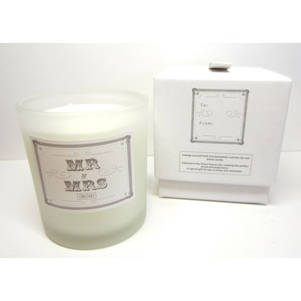 MR & MRS Orchid Scented Candle Boxed Wedding Gift Venue Decor Candles