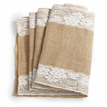 30cmx275cm Vintage Rustic Burlap Hessian & Lace Table Runners Wedding Decoration