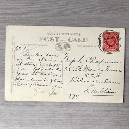 BEN NEVIS from Banavie Valentines Silveresque 1935 stamp USED Postcard GC