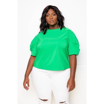 Women's Ruched Puff Sleeve Blouse Top