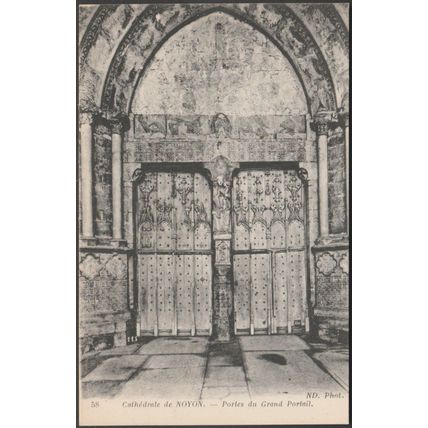 Portes du Grand Portail, Cathédrale de Noyon, c.1910 - Neurdein CPA ND58