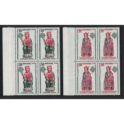 Andorra Fr. Church Sculptures Europa CEPT 2v Block of 4 1974 MNH SG#F256-F257