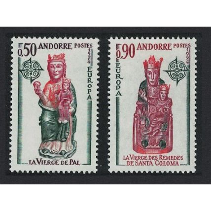 Andorra Fr. Church Sculptures Europa CEPT 2v 1974 MNH SG#F256-F257