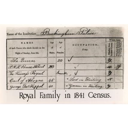 The Royal Family in 1841 Census Queen Victoria RPC Old Postcard