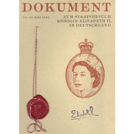 Germany Dokument 1965 Queen Elizabeth II Royal Necklace Royal Ephemera