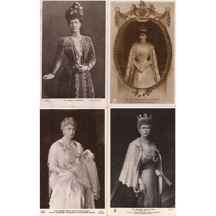 Queen Mary Alexandra 4x Rotary Tucks Old Real Photo Postcard s