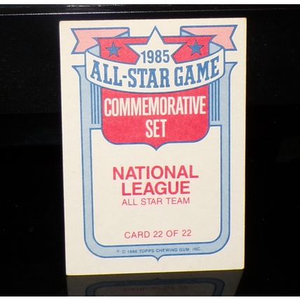 TOPPS 1986 NATIONAL LEAGUE ALL-STAR GAME COMMEMORATIVE SET CARD #22 OF 22