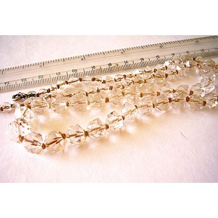 Vintage Necklace Czech Dome Bead Faceted Crystal Lead Glass Bohemian 1930's