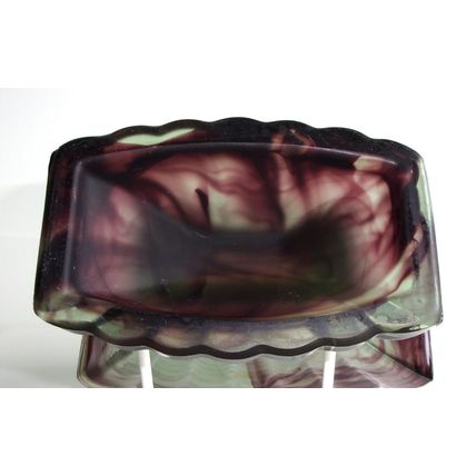 Davidson Art Deco Topaz Briar Cloud Glass Fan Vase.