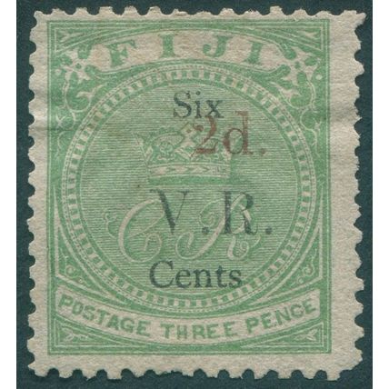 Fiji 1875 2d on 6c on 3d green SG23 unused