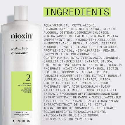 Nioxin System 2 Scalp + Hair Thickening Conditioner for Natural Hair with Progre
