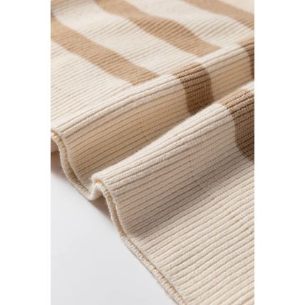 Khaki Stripe Ribbed Half Zip Collared Sweater Vest