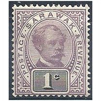 Sarawak 1888.SG8 1c Purple & Black Mounted Mint.