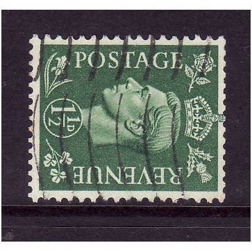 GREAT BRITAIN 1950 GEORGE VI SG 505a 1 1/2d PALE GREEN WMK SIDEWAYS FU #3