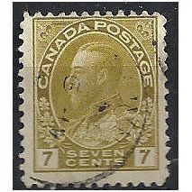 Canada 1915 SG208 7c Olive-Yellow Fine Used . ..