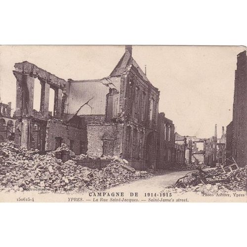 Saint James Street Ypres War Damage Postcard (WD131)