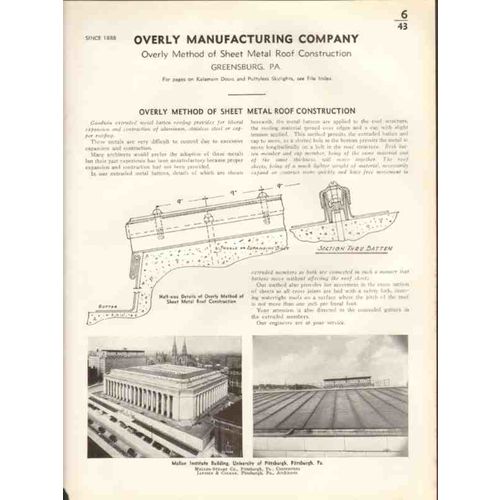 overly mfg company 1938 sheet metal roof construction vintage catalog
