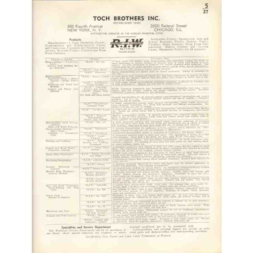 toch brothers inc 1938 damp-proof waterproof paint vintage catalog