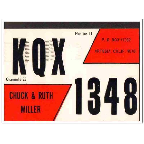 kqx-1348 chuck miller artesia calif 1960s cb qsl card vintage postcard