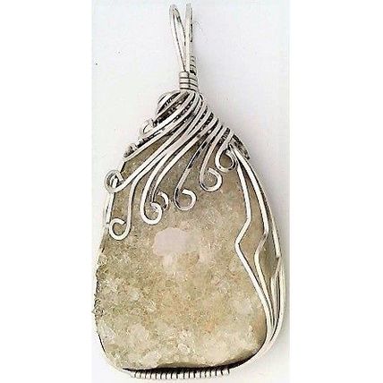 Quartz Crystal Stainless Steel Wire Wrap Gemstone Pendant 4