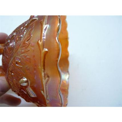 Fine Vintage 1940s Pressed Carnival Glass Marigold Bowl, Iridescent, D 14 cm