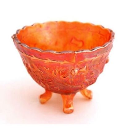Fine Vintage 1940s Pressed Carnival Glass Marigold Bowl, Iridescent, D 14 cm