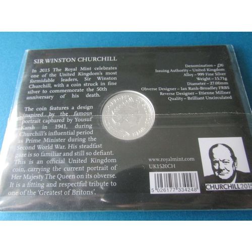 2015 QUEEN ELIZABETH II / SIR WINSTON CHURCHILL UK £20 FINE SILVER COIN. AAK