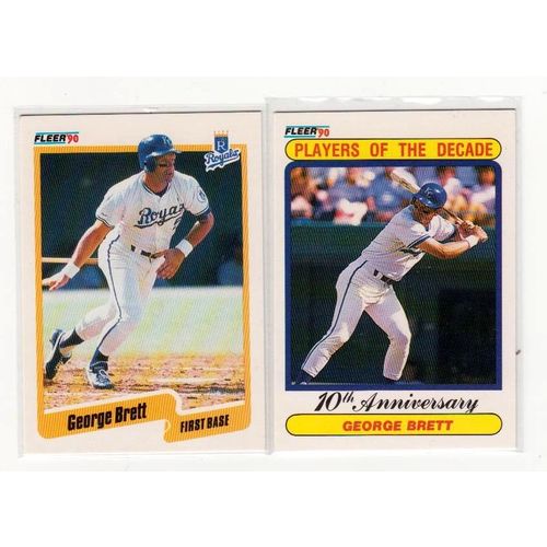 Two 1990 Fleer George Brett cards -#103, #621 NM-Players of the Decade- HOF