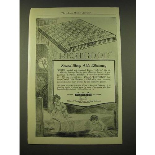 1918 Wilson & Co. Restgood Sanitary Curled hair mattress Ad - Sound sleep aids
